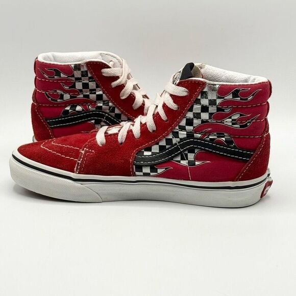 Vans AK8-HI Red Flame Hi Top Lace Up Sneakers - Big Kid US 2.5 - Picture 6 of 10